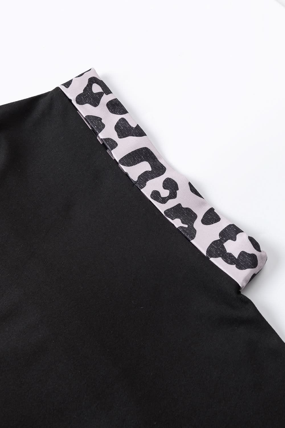 Black Half Leopard Patchwork Plus Size T-shirt - Love Salve